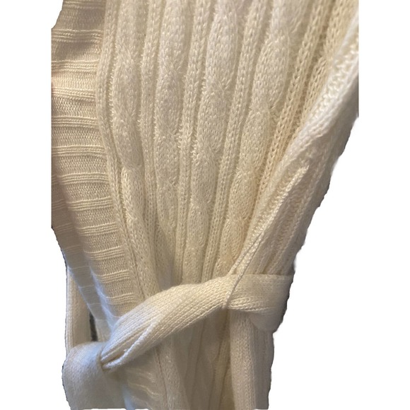 Ann Taylor Cashmere Collared Wrap Robe Cable Knit w/ Belt Tie Lounge Sz XS Ivory - Picture 4 of 7